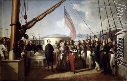 Biard François-August - Queen Victoria recieved the King Louis Philippe I on board the Royal Yacht, 2 September 1843