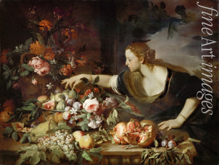 Brueghel Abraham - Frau mit Blumen und Früchten