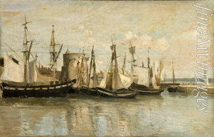 Corot Jean-Baptiste Camille - La Rochelle. Entrée du port d'échouage
