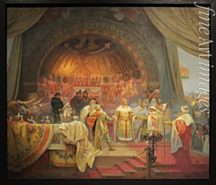 Mucha Alfons Marie - Der böhmische König Premysl Ottokar II. Der Bund der slawischen Dynastien (Gemäldezyklus Das Slawische Epos)