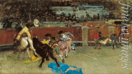 Fortuny Marsal Mariano - Bullfight. Wounded Picador
