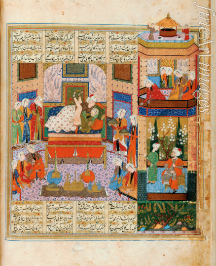 Iranischer Meister - Vollziehung der Ehe zwischen Chosrau und Schirin (Miniatur ais dem Epos von Nezami)