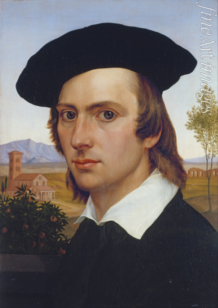 Passavant Johann David - Self-Portrait with Beret before a Roman Landscape