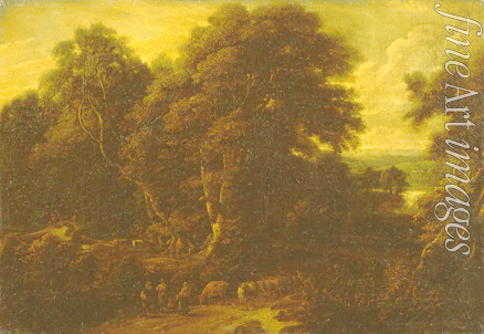 Huysmans Constantinus Cornelis - Landscape with figures and cattle