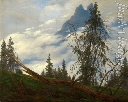 Friedrich Caspar David - Berggipfel mit ziehenden Wolken