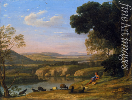 Lorrain Claude - River landscape with Goatherd