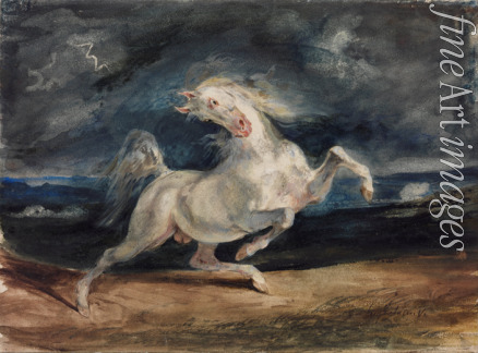 Delacroix Eugène - Pferd vom Blitz erschreckt