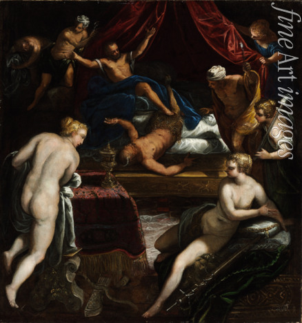 Tintoretto Jacopo - Herkules stößt den Faun aus dem Bett der Omphale