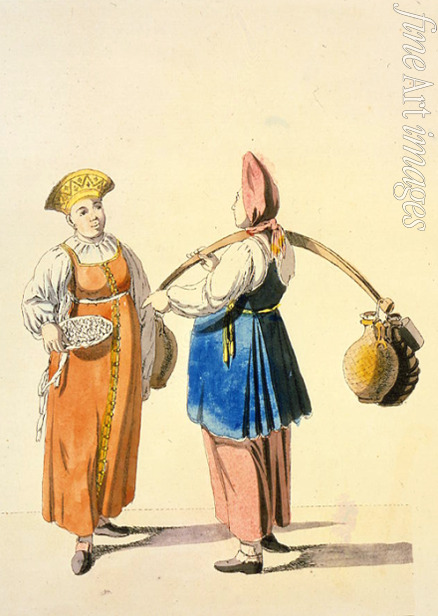 Geissler Christian Gottfried Heinrich - Dairywomen and berries vendor (From the series The St. Petersburg Peddlers)