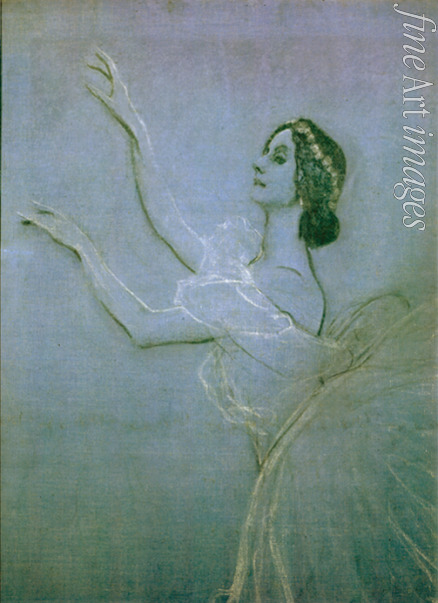 Serov Valentin Alexandrovich - Ballet dancer Anna Pavlova in the ballet Les sylphides by F. Chopin. Detail