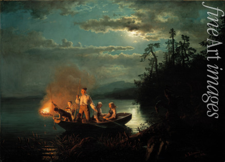 Tidemand Adolf - Night spear fishing on the Krøderen Lake