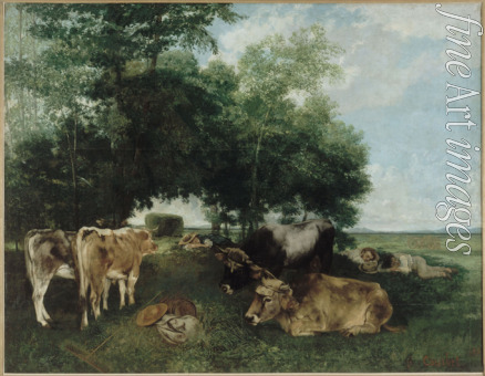 Courbet Gustave - Ruhepause bei der Heuernte, Montagnes du Doubs