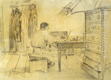 Repin Ilja Jefimowitsch - Der Schriftsteller Lew Tolstoi in seinem Arbeitszimmer