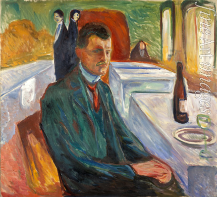 Munch Edvard - Self-Portrait with a Bottle of Wine