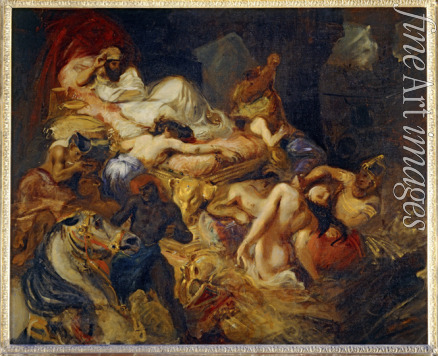 Delacroix Eugène - Death of Sardanapalus (Studiy)