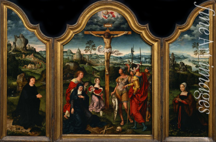 Cleve Joos van - Triptychon: Die Kreuzigung mit Stifter und seiner Frau