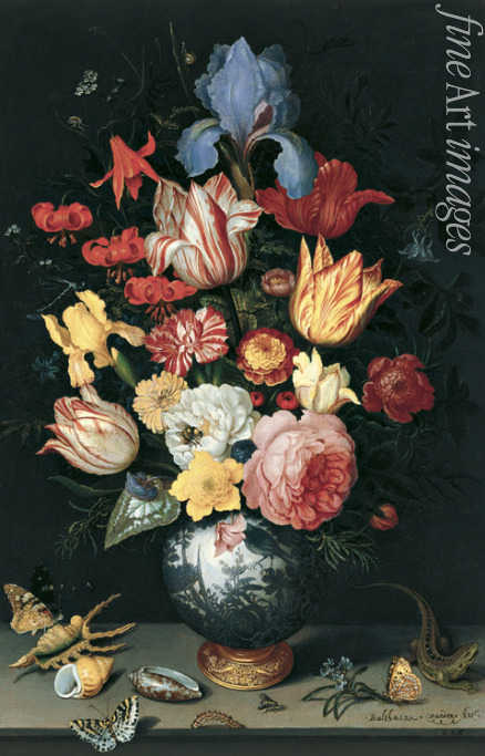Ast Balthasar van der - Chinese Vase with Flowers, Shells and Insects