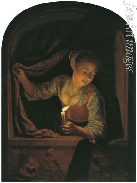 Dou Gerard (Gerrit) - Woman with a lighted Candle at a Window