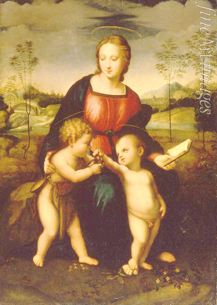 Italian second half 16th cen. - Virgin and child with John the Baptist as a Boy (after Raphael)