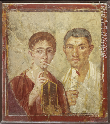 Römisch-pompejanische Wandmalerei - Porträt von Bäcker Terentius Neo mit seiner Frau
