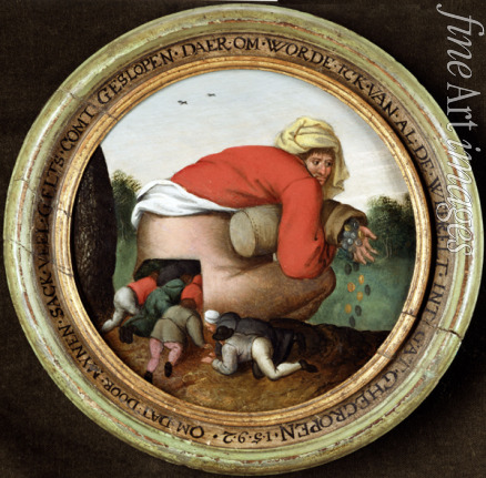 Brueghel Pieter der Jüngere - Der Mann mit dem Geldsack und seine Schmeichler