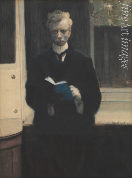 Spilliaert Léon - Self-portrait with blue sketch book