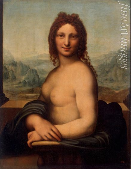 Leonardo da Vinci (Schule) - Bildnis einer Frau mit entblößtem Oberkörper (Donna Nuda)