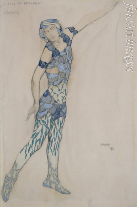 Bakst Léon - Costume design for Vaslav Nijinsky in the ballet Le Spectre de la Rose