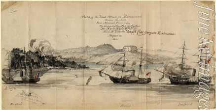 Browne Lieutenant - Skizze des letzten Angriffs auf Bomarsund aus dem Norden am 16. August 1854