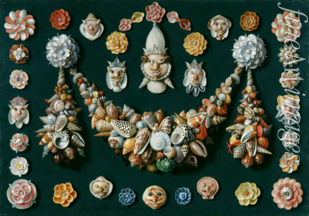 Kessel Jan van the Elder - Festoons, masks and rosettes made of shells