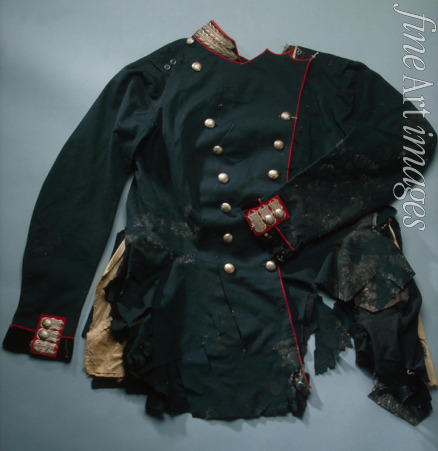 Historisches Objekt - Fragmente von Alexanders II. Offiziersuniform der Leibgarde Feld-Pionier-Bataillons, die er trug am 13. März 1881 (am Tag seiner