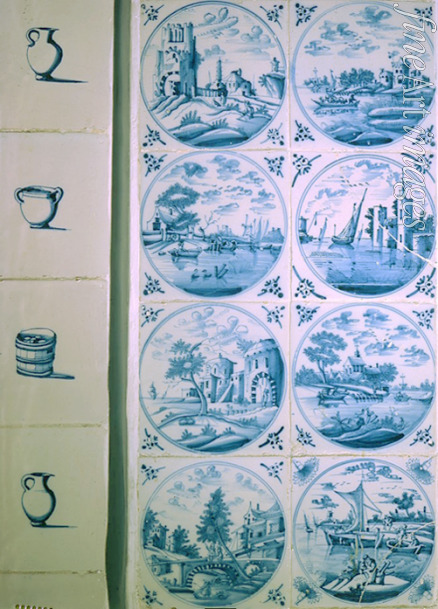 Russian Architecture - Wall tiles with a Dutch landscapes in the Antechamber of the Menshikov palace in Saint Petersburg