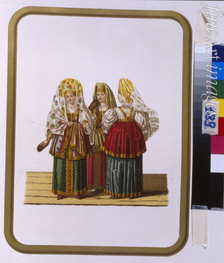 Solnzew Fjodor Grigorjewitsch - Tracht der Frauen und Mädchen von Twer (Aus der Serie Russiche Kleidung und Trachten)