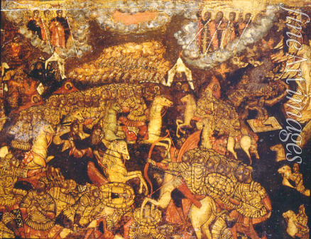 Russian icon - Saint Sergius of Radonezh (Detail: Battle of Kulikovo)