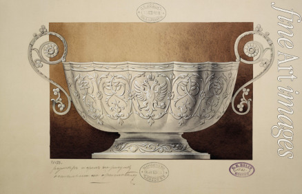 Werkstatt von Carl Edvard Bolin - Entwurf einer Schale mit dem Doppeladler. (Serie 