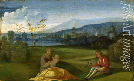 Giorgione - Idyllic pastoral landscape