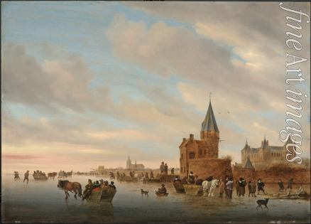 Ruisdael Salomon Jacobsz van - Winter Landscape with Ice pleasures in front of a Capriccio of the city of Arnheim