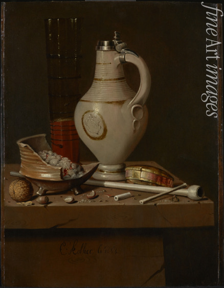 Collier Edwaert - Still life with smoking utensils and beer mug