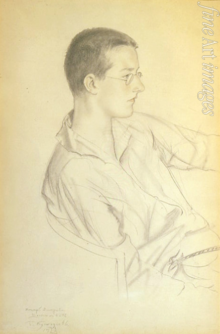 Kustodiew Boris Michailowitsch - Porträt von Komponist Dmitri Schostakowitsch (1906-1975)