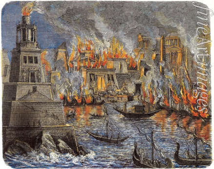 Unbekannter Künstler - Der Brand der Bibliothek von Alexandria
