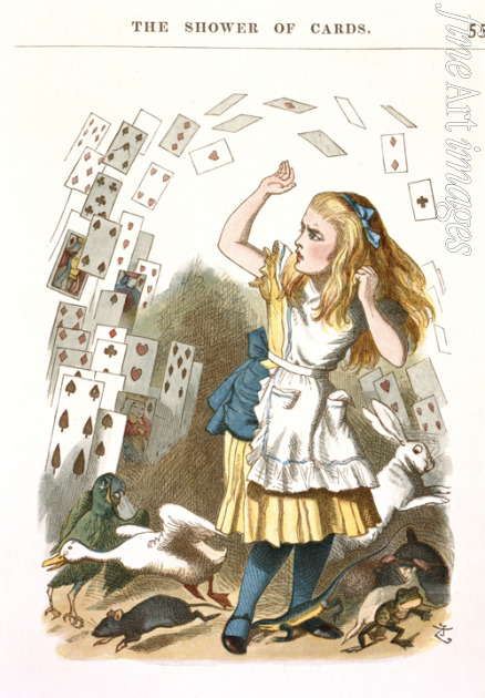Tenniel Sir John - The Shower of Cards. Illustration für Alice im Wunderland von Lewis Carroll