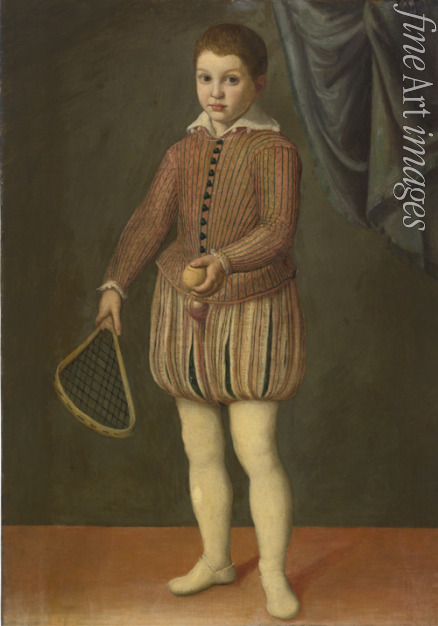 Anguissola Sofonisba Circle of - Portrait of a boy holding a tennis racket and ball