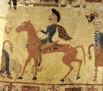 Frühe Kulturen des Altai Hügelgrab Pazyryk - Darstellung eines Reiterkriegers (Fragment eines Teppichs)