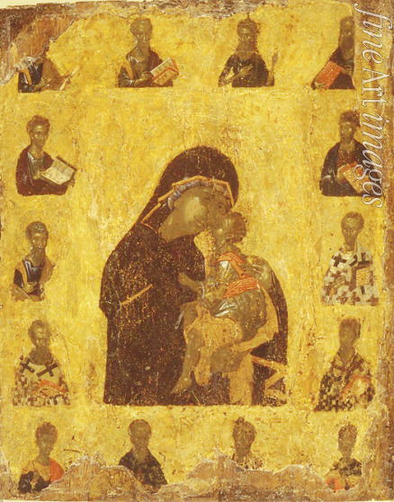 Byzantine icon - Virgin of Tenderness with the Saints (The Virgin Eleusa)