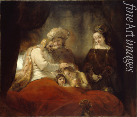 Rembrandt van Rhijn - Jakob segnet seine Enkel