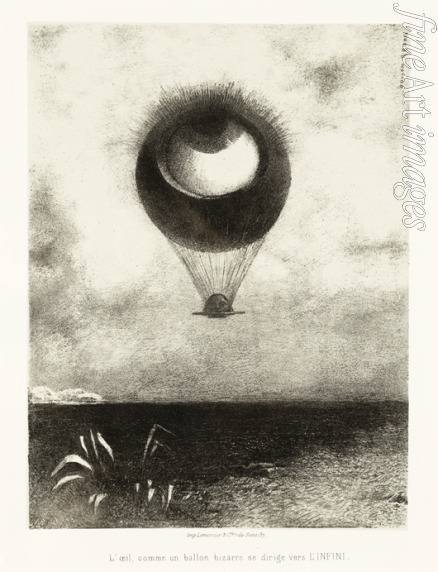 Redon Odilon - The Eye, Like a Strange Balloon, Mounts toward Infinity. Series: For Edgar Poe