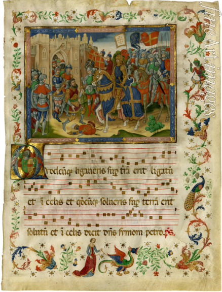 The Spanish Forger - The triumphant entry of Crusaders into Jerusalem. From the Antiphoner 