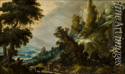 Keuninck Kerstiaen de - Mountain Landscape with Waterfall