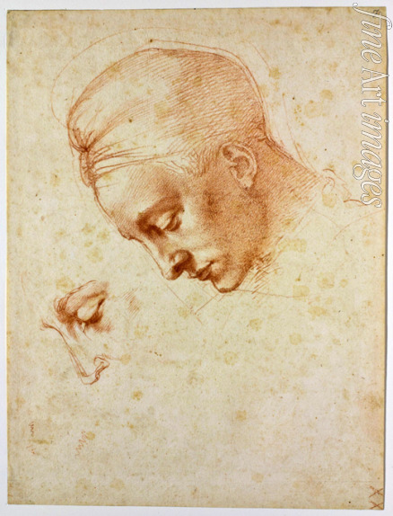 Buonarroti Michelangelo - Studie zum Kopf der Leda