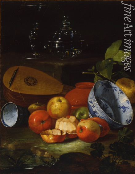 Monari (Munari) Cristoforo - Mandolin, cup and bowl, porcelain, apples